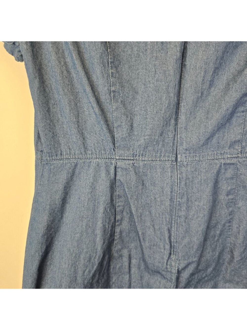 Eclipse S Denim Mini Dress 100% Cotton Blue Shift Pockets Indie Western Y2k - Picture 15 of 15